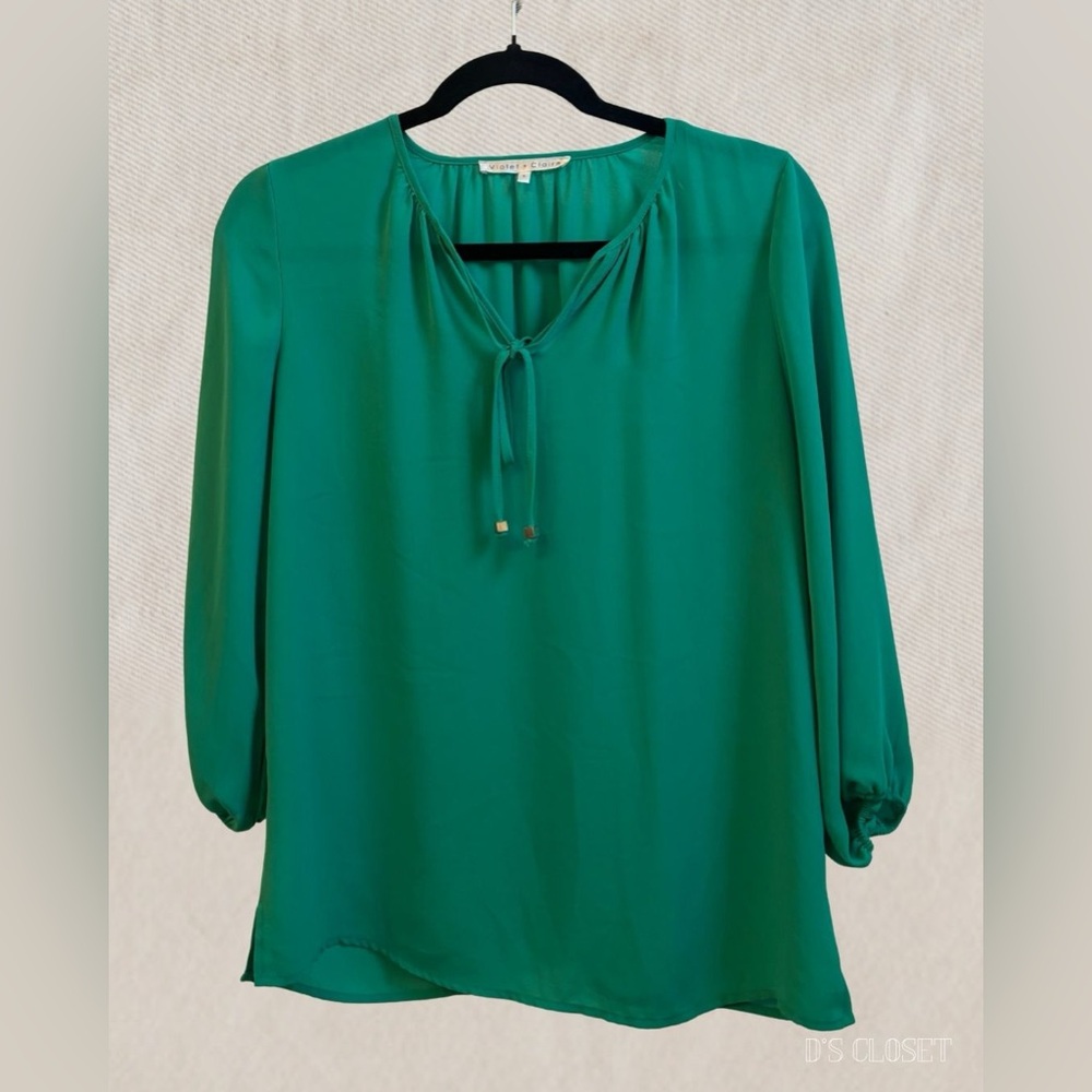Emerald Blouse with Tie Neck